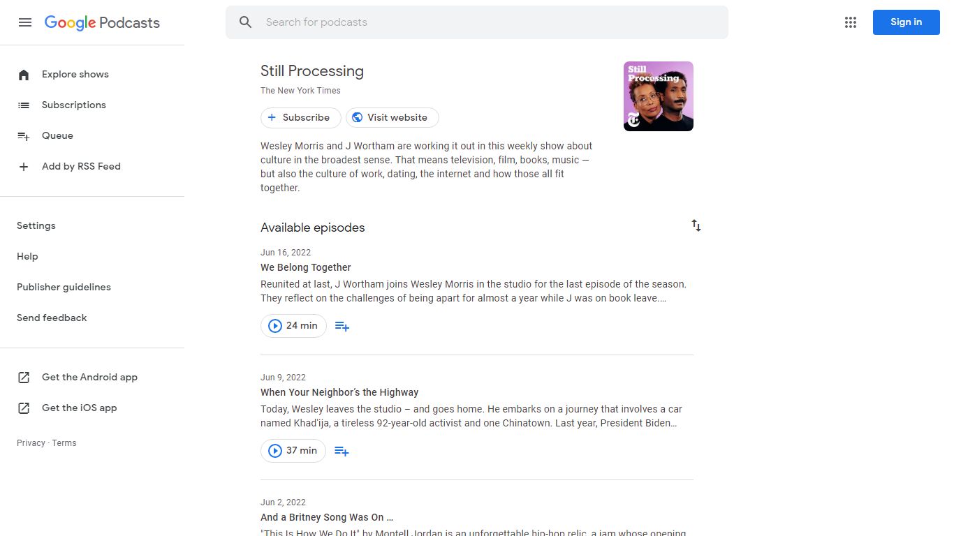 Still Processing - Google Podcasts