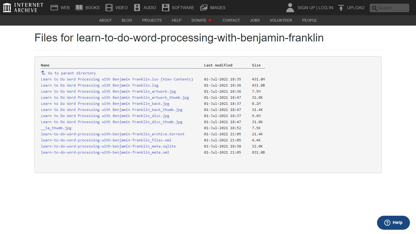 Files for learn-to-do-word-processing-with-benjamin-franklin - archive.org